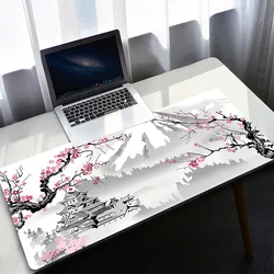 White Sakura Deskmat Japan Cherry Blossom Mouse Pad Office Gaming Mousepad Keyboard Pad Non-Slip Office Carpet Laptop Mouse Mats