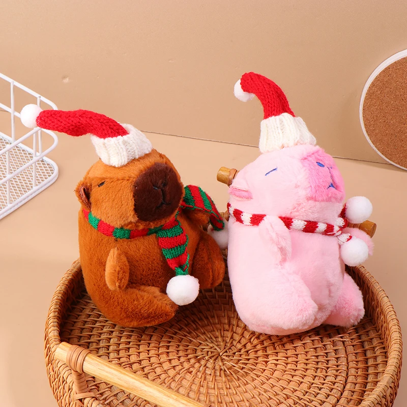 Cute Cartoon Capybara Pendant Plush Toy Doll Bag Hanging Ornaments Doll Desktop Car Pendant Christmas Gift Decoration