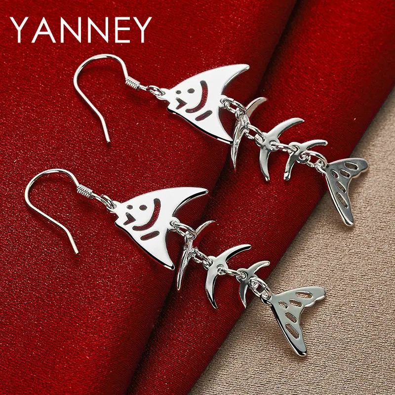 Luxury 925 Sterling Silver 52MM Fine Fishbone Earrings Jewelry For Women Wedding Party Engagement Jewelry Accessories