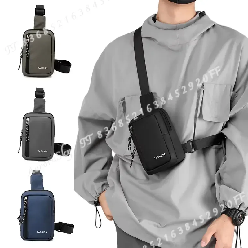 Men Oxford Chest Bag Casual Mini Crossbody Small Shoulder Diagonal Backpack Messenger Phone Waist Pack for Daily Use