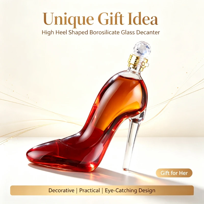 375ml 700ml High-Heels Shoes Shaped Whisky Decanter Glass Crystal Merlot Rum Vodka Wine Bottle Liquor Dispenser Bar Tools