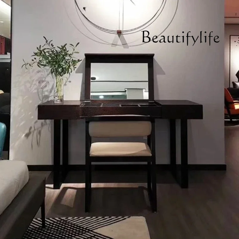

Jewelry Organizer Vanity Table Mirror Stool Flip Luxury Black Girl Dressers Makeup Desk Unique Coiffeuse De Chambre Furniture