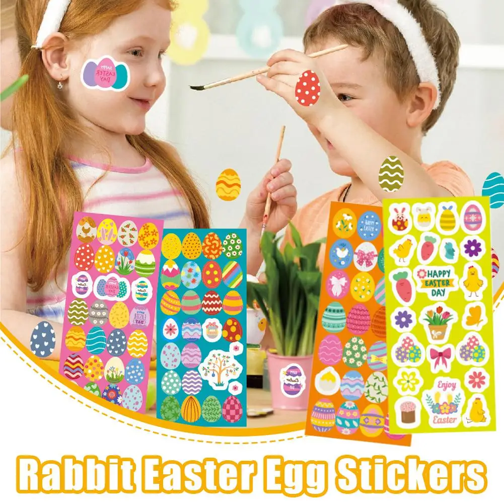 

12Pcs Easter Party Stickers Cute Cartoon Bunny Egg DIY Stationery Decals For Laptop Notebook Kids Reward Gift Decor for Easter