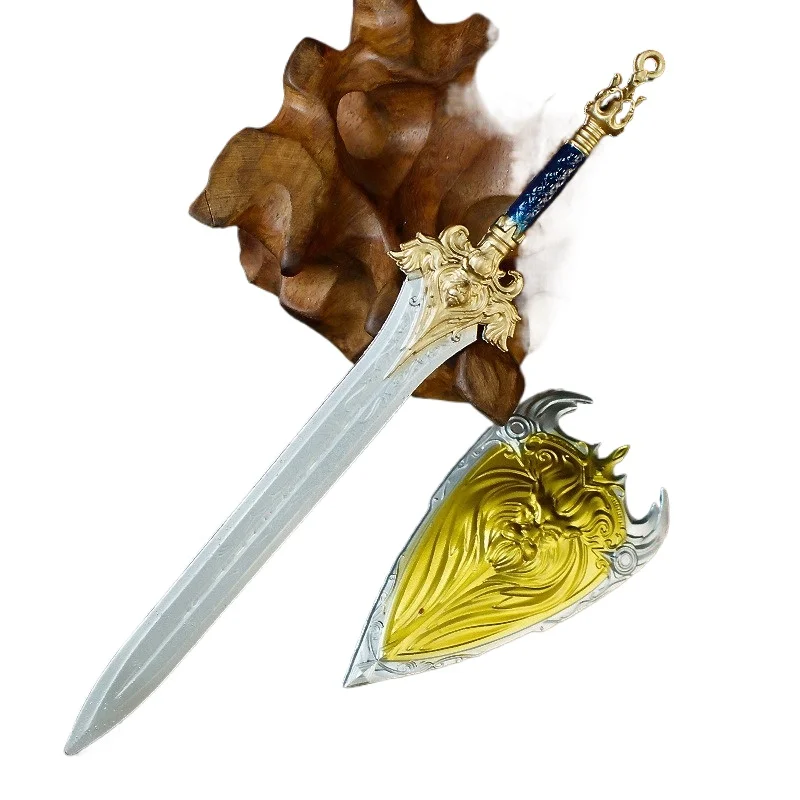 Modèle périphérique en métal World of Warcraft, 15cm, accessoires artisanaux avec un bouclier, décoration de bureau, ornements, cadeaux, jouets
