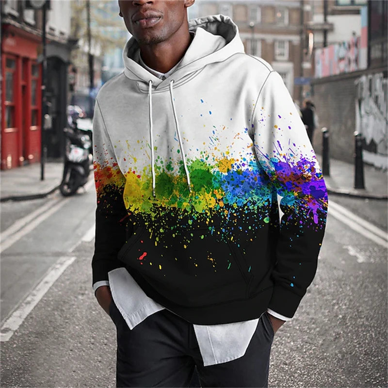 Graphic Oil Painting Men's Fashion 3D Printing Street Graffiti Hoodie Streetwear Hoodies Long Sleeve Street Oversized Pullovers