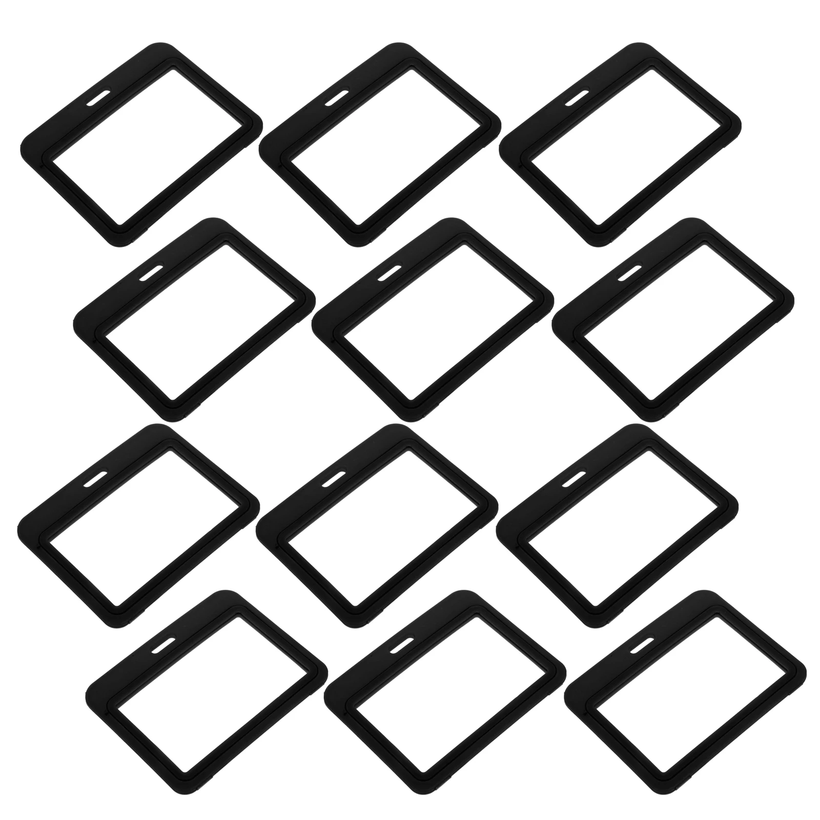 

12 Pcs ID Card Holder Clear Badge Cover Horizontal Version Plastic Sleeve Black Protector Sleeves Staff