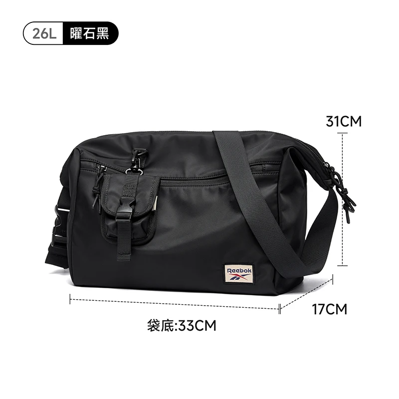 REEBOK Unisex Large Capacity Casual Sport Messenger Bag Women Men Waterproof Nylon Crossbody Shoulder Bag Side School Bag