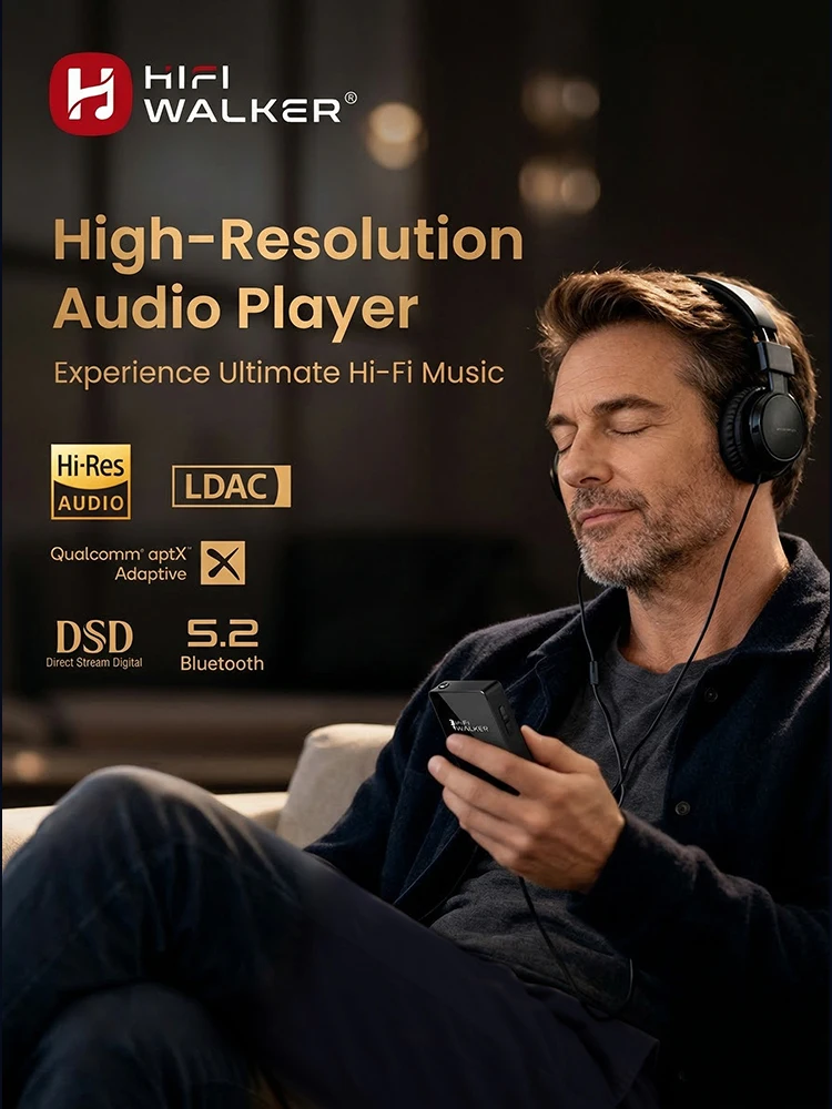 HiFi Walker H2 DAP Musikplayer, MP3 Native DSD128, 64GB bis 512GB, ESS DAC-Chip, USB-DAC, Verlustfreier 2-Wege-Bluetooth LDAC – Detail 1