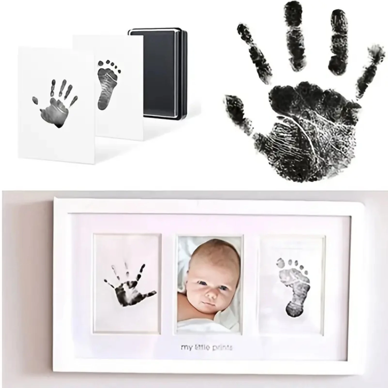 Capture precious memories with this adorable newborn baby hand and footprint photo frame kit. Non-toxic printing mud included, m