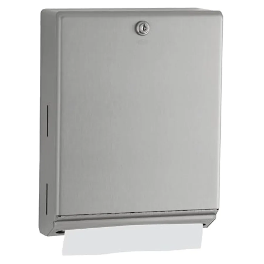 

B-262 Surfe Mounted Per Towel Dispenser - SinleSteel Commerl Baroom Towel Dispenser wi Tumbler Lo 400 C-Fold or 5 ltifold i