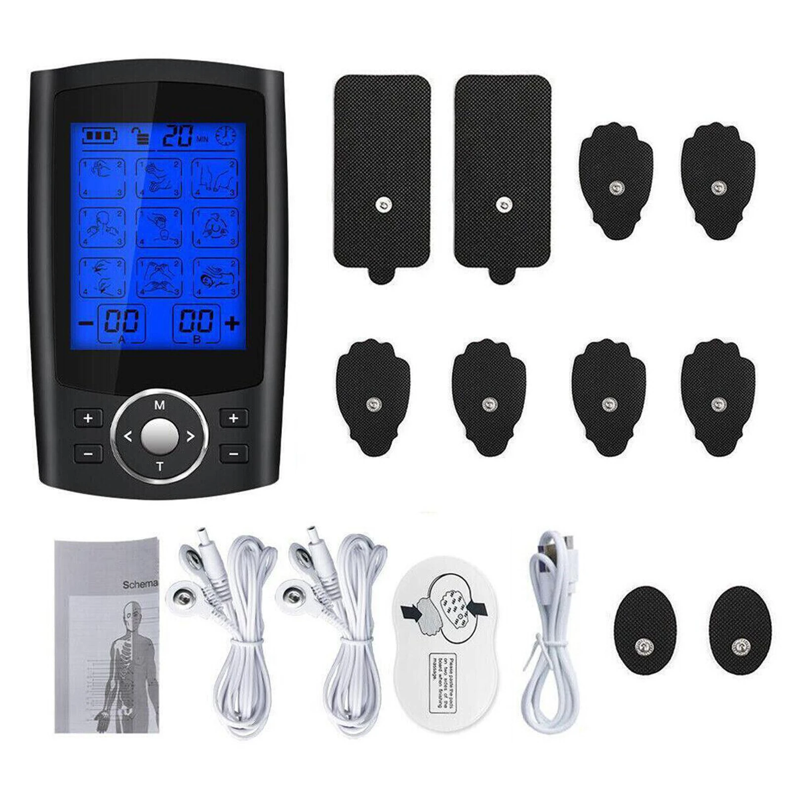 Imagem -04 - Tens Unidade Elétrica Ems Estimulação Muscular Massageador Relaxar Massageador Corporal Display Lcd Eletrônico Meridianos de Pulso Pain Relief Physio 36 Modos