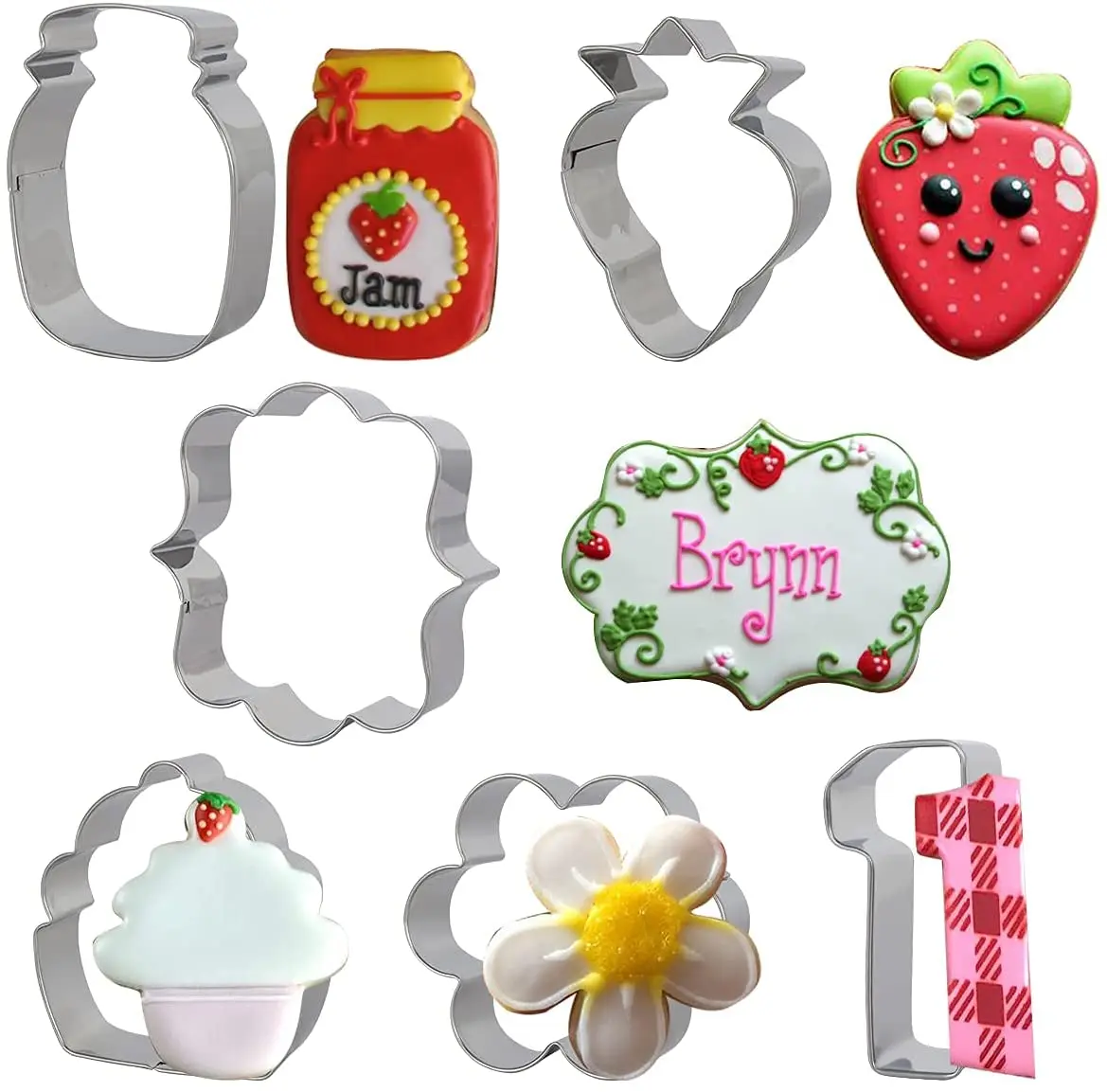 

Fruit Cookie Cutter Set Strawberry Theme Stainless Steel Molds for Berry Girl Sweet 1st Birthday Party Fondant Biscuit Mould