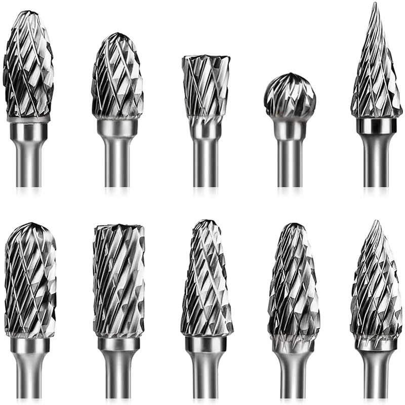 

Carbide Double Cut Carving Bits, Rotary Burr Set 1/8 Inch Shank Cutting Burrs Tool For Grinder Drill, Wood-Working