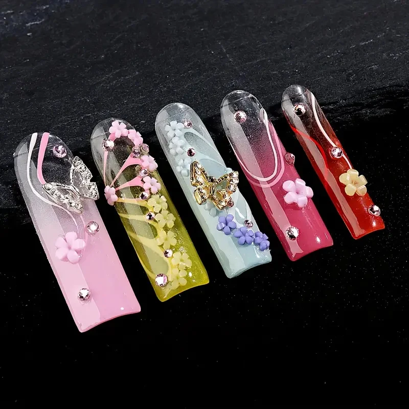 15 Gitter/Box 3d Blume Nail Art Charms Acryl harz bunte Blume Nail Art Zubehör für DIY oder Nagels tudio für Frauen Mädchen