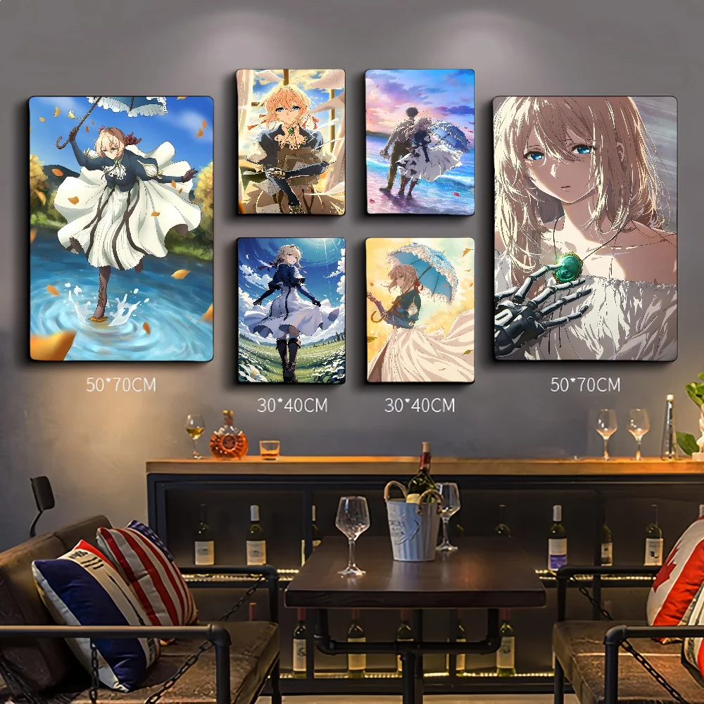 Anime Violet Evergarden Self-adhesive Art Poster Whitepaper Prints Posters Artwork Aesthetic Art Wall Painting