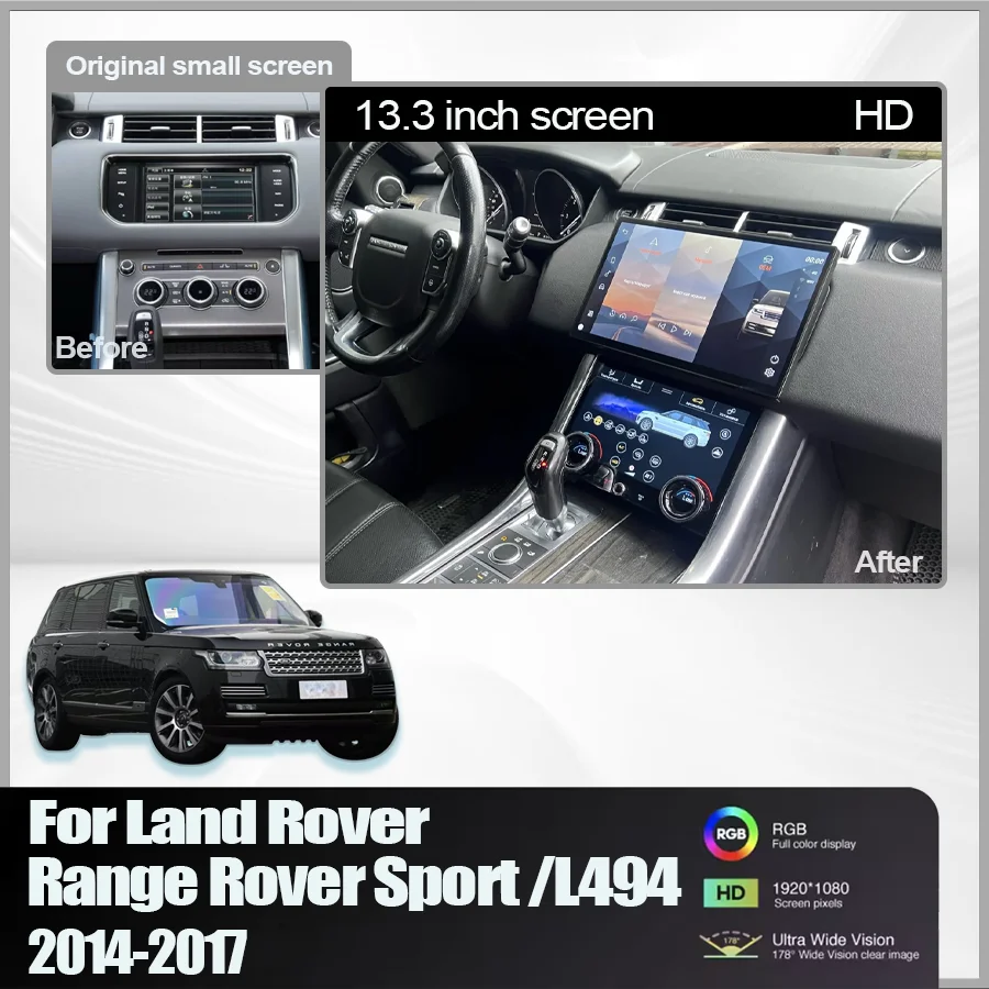 Reproductor Multimedia de 13,3 pulgadas para Land Rover Sport/L494 2014-2017 Radio pantalla Carplay panel de aire acondicionado Android Bosch/Harman