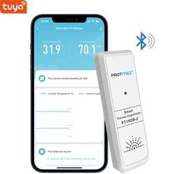 Tuya Smart Life Bluetooth Temperature and Humidity Sensor,Mini Design TH Smart Sensor Electronic Thermometer Hygrometer PT19DB-2