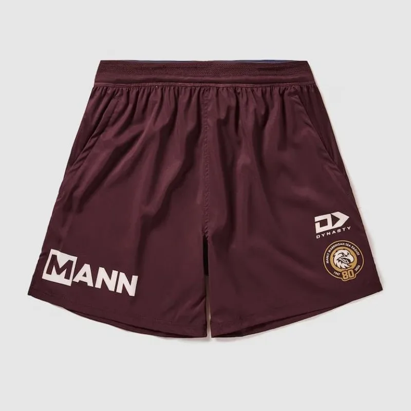 

Manly Warringah Sea Eagles 80th Anniversary Rugby Shorts Men Quick Dry Maroon NRL Training Shorts Elastic Waist Sportswear