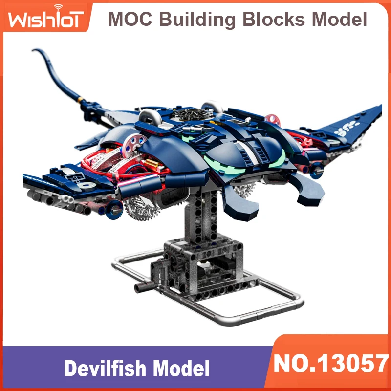 

13057 Devilfish Model 966PCS Ocean Series Building Blocks Creative Mechanical Sea Animal with Lighting Kids Assembly Toy Gifts