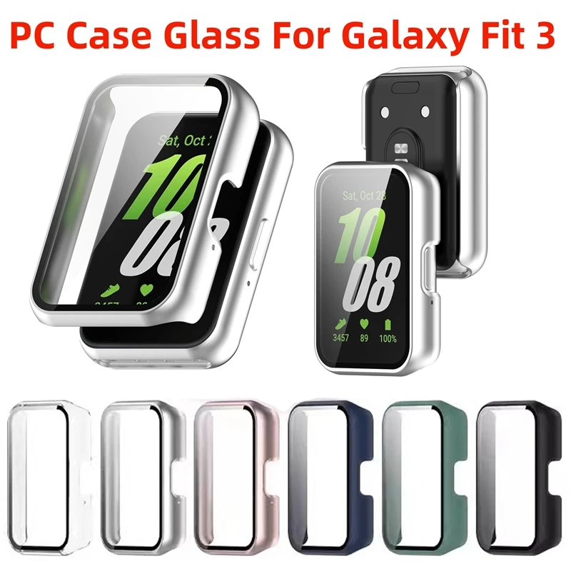 Matte PC Case Glass For Samsung Galaxy Fit3 Protective PC Bumper Shell Smart Watchband Screen Protector for Galaxy Fit 3 Cover