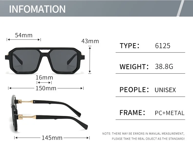 2024 quadratische Sonnenbrille für Männer Vintage-Mode Gläser Sonnenbrille Frauen Trendy Dropshipping Shades Gafas De Sol Hombre Lunette – Detail 9