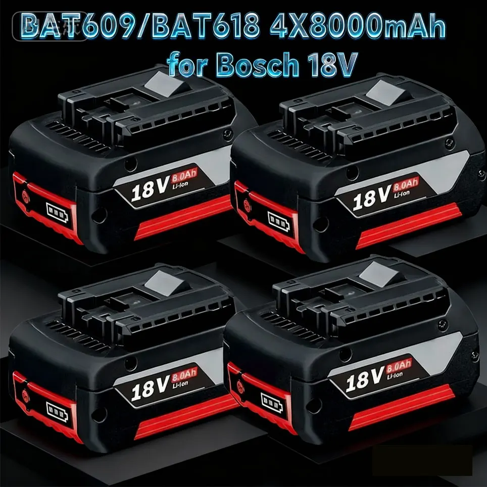 18V 8.0ah Rechargeable Battery for Bosch 18V 8.0AH Backup Battery Portable Replacement GBA GSR GSB B