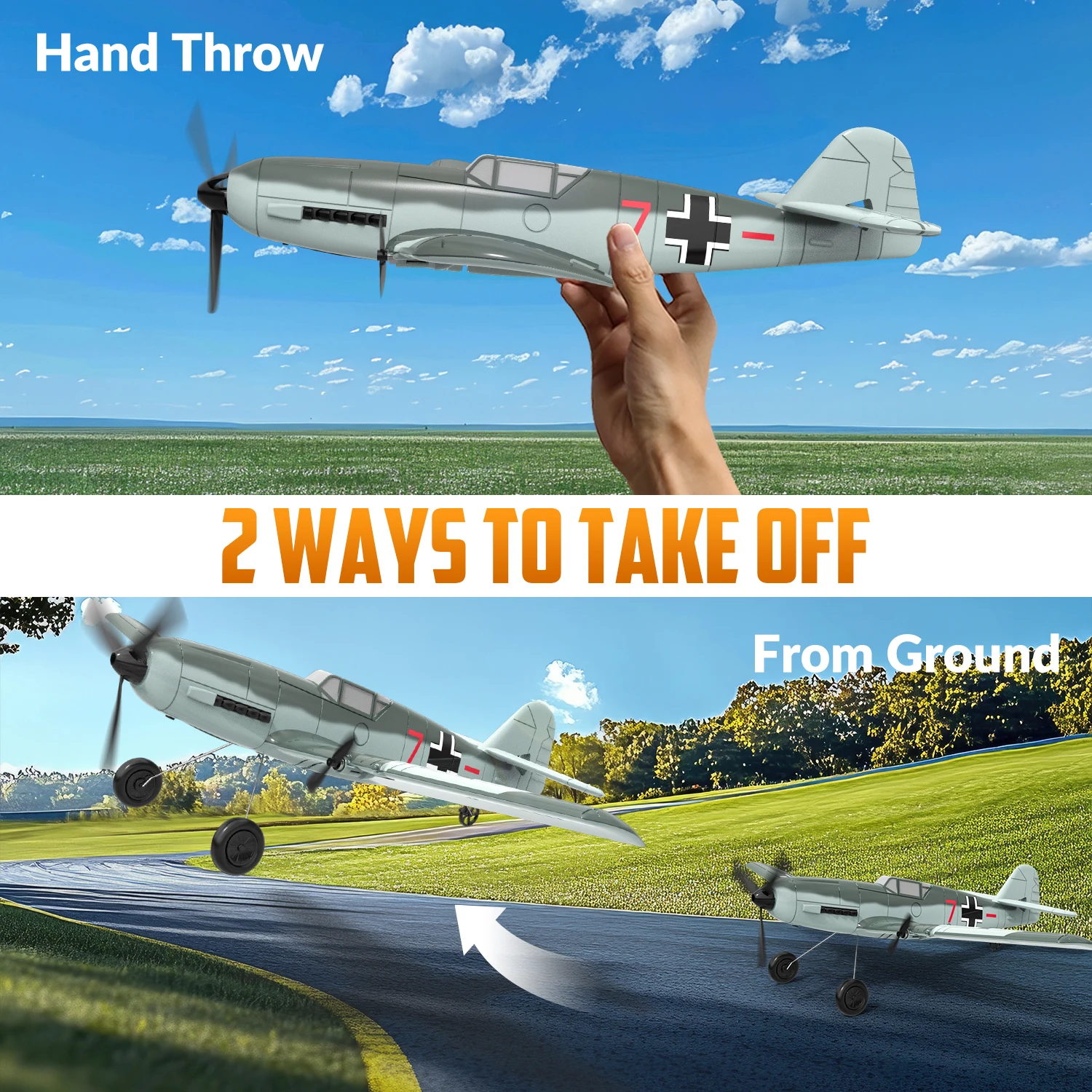 VOLANTEXRC FW190 RC Plane 2.4G 3CH Smart Balance EPP Gliders Fighter 400MM Fixed Wingspan With 6-Axis Gyro Stabilizer RTF Glider