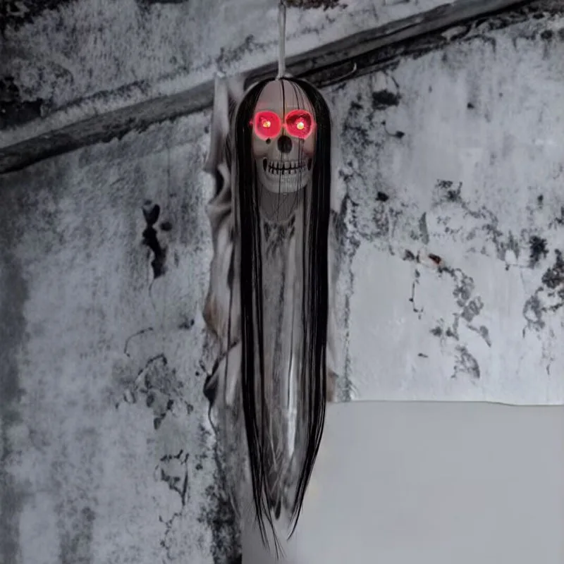 

Halloween Decoration Long Hair Skull Glowing Ghost Pendant Horror Prop Scene Arrangement Halloween Decorations for Home 2025