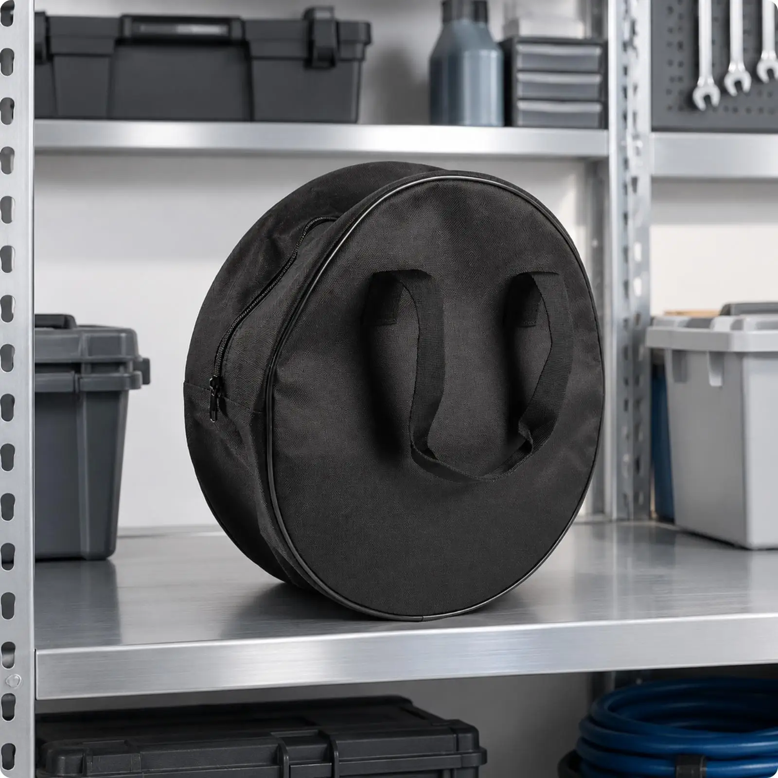 Spare Wheel Travel Storage Pouch Cylindrical Oxford Bag with Handles for Vehicle Road Trip Gear