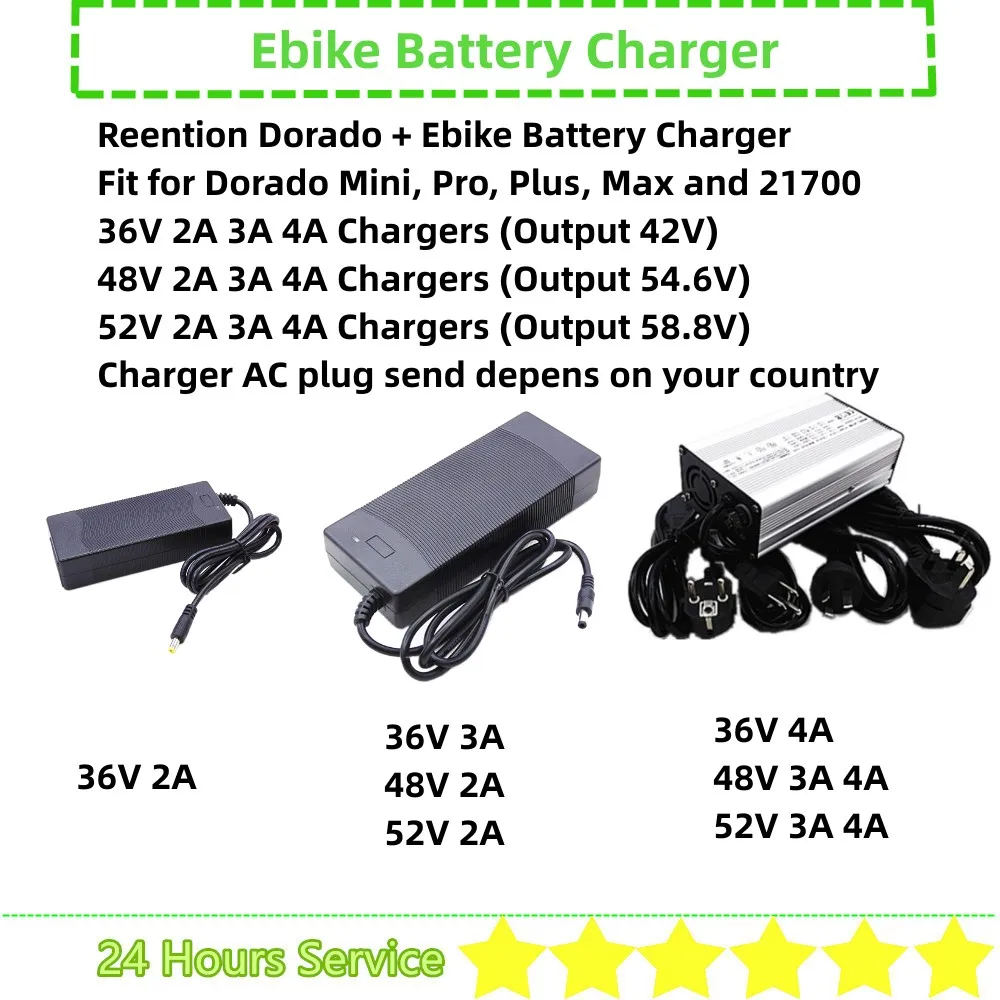 36V 48V 52V Reention Dorado Caricabatteria Ebike Dorado Mini Pro Plus Max 21700 Dorado + uscita 42v 54.6v 58.8v Caricabatteria