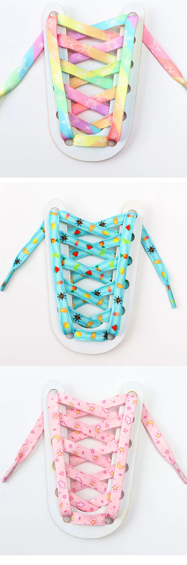 Flache Schnürsenkel für Sneaker, Tennisschuhe, Regenbogen-Schnürsenkel mit Muster, für Damen, Herren und Kinder, Schuhzubehör – Detail 8