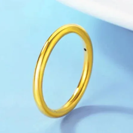 

18k gold rings for couples gold simple ring stamp au750 shiny surface yellow gold jewery