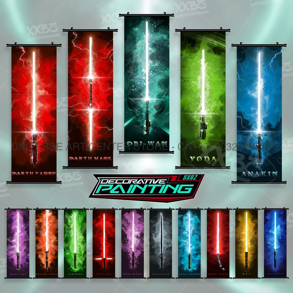 

Star Wars lightsaber Series Wall Artwork Canvas Scrolls Pictures Hanging Painting Classic Movie Home Decoration Print Posters