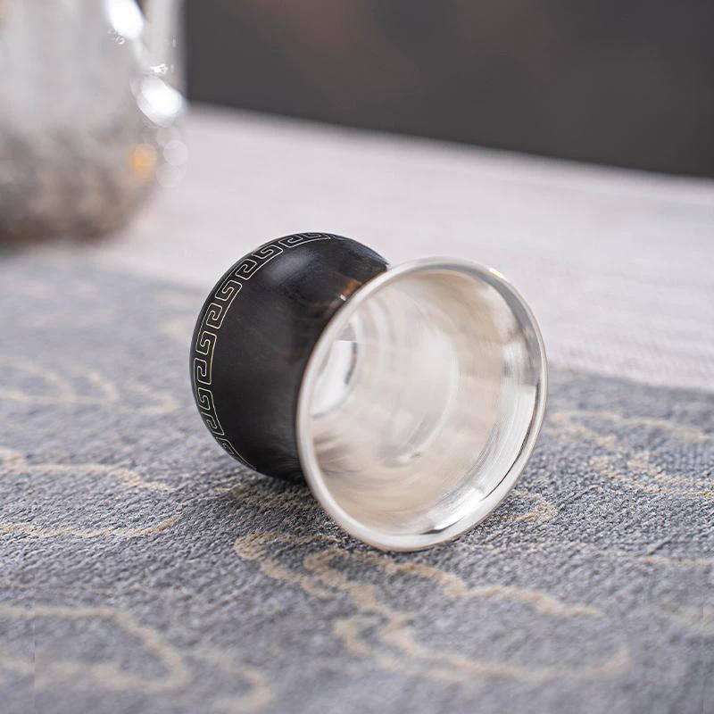 كوب فضي نقي 99.9%، كوب فضي خشبي، كوب شاي مع بطانة داخلية فضية، كوب منزلي رائع، مقاوم للحرارة، خشب الصندل المرصع بالحرير #3