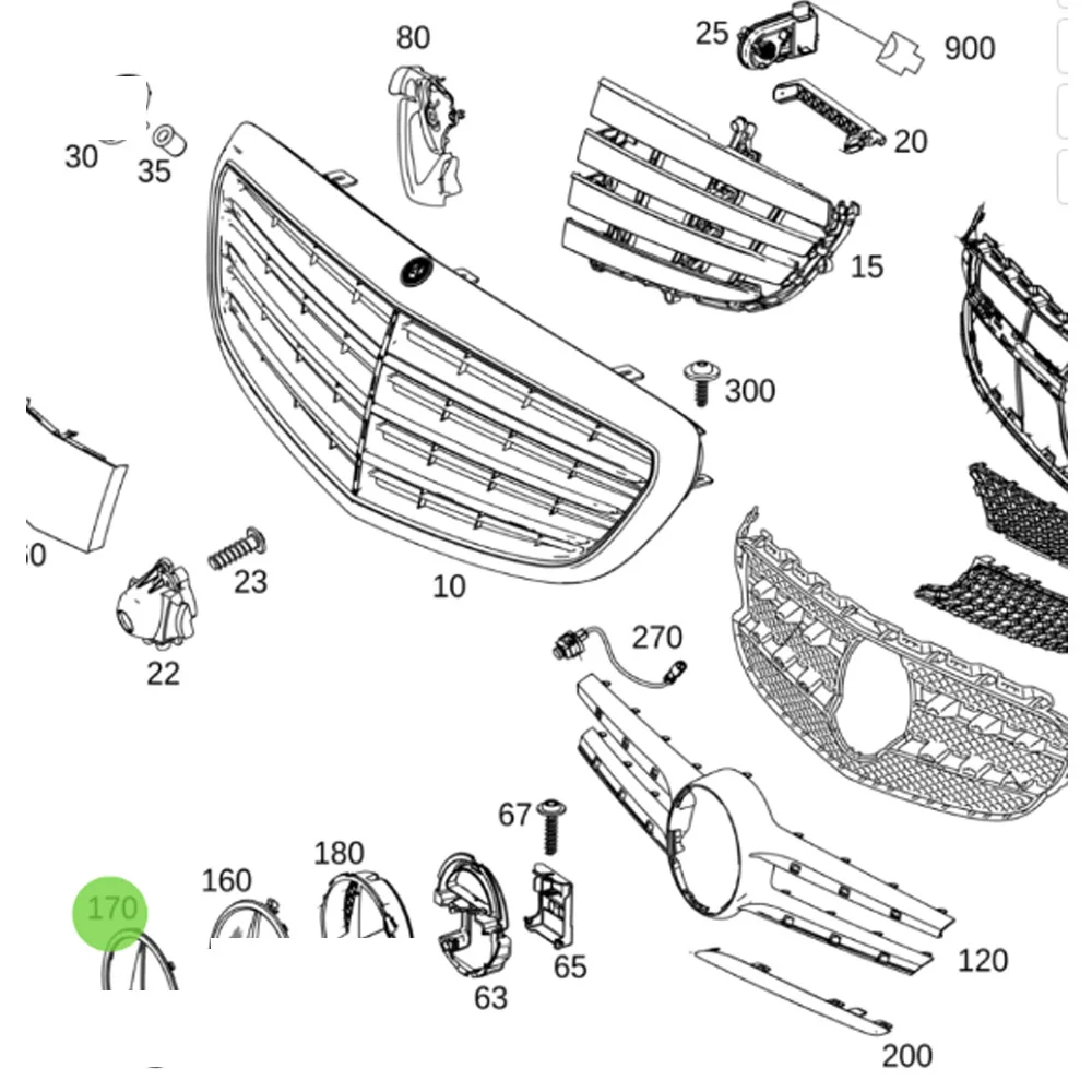 A0008176007 for MERCEDES-BENZ GLA H247 RADIATOR GRILLE MERCEDES STAR 0008176007