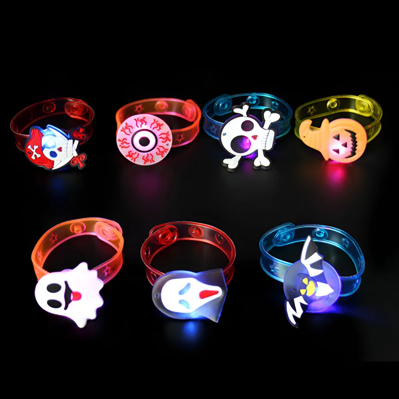Halloween LED Glow Bracelets Kids Light‑Up Wristband Toys Party Game Prizes Goodie Bag Fillers For Trick‑or‑Treat Children