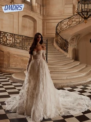 Graceful Sweetheart Neck Lace Wedding Dress A Line Corset Dress For Bride Off the Shoulder Bridal Gown Customized For Women