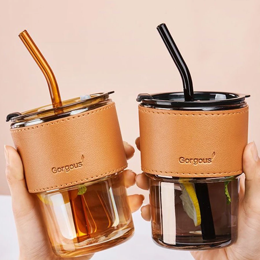 

Internet Famous Bamboo Joint Cup, Straw, Glass Cup, High Aesthetic Value, Dual Drinking Cup, Coffee Cup, Couple Water Cup