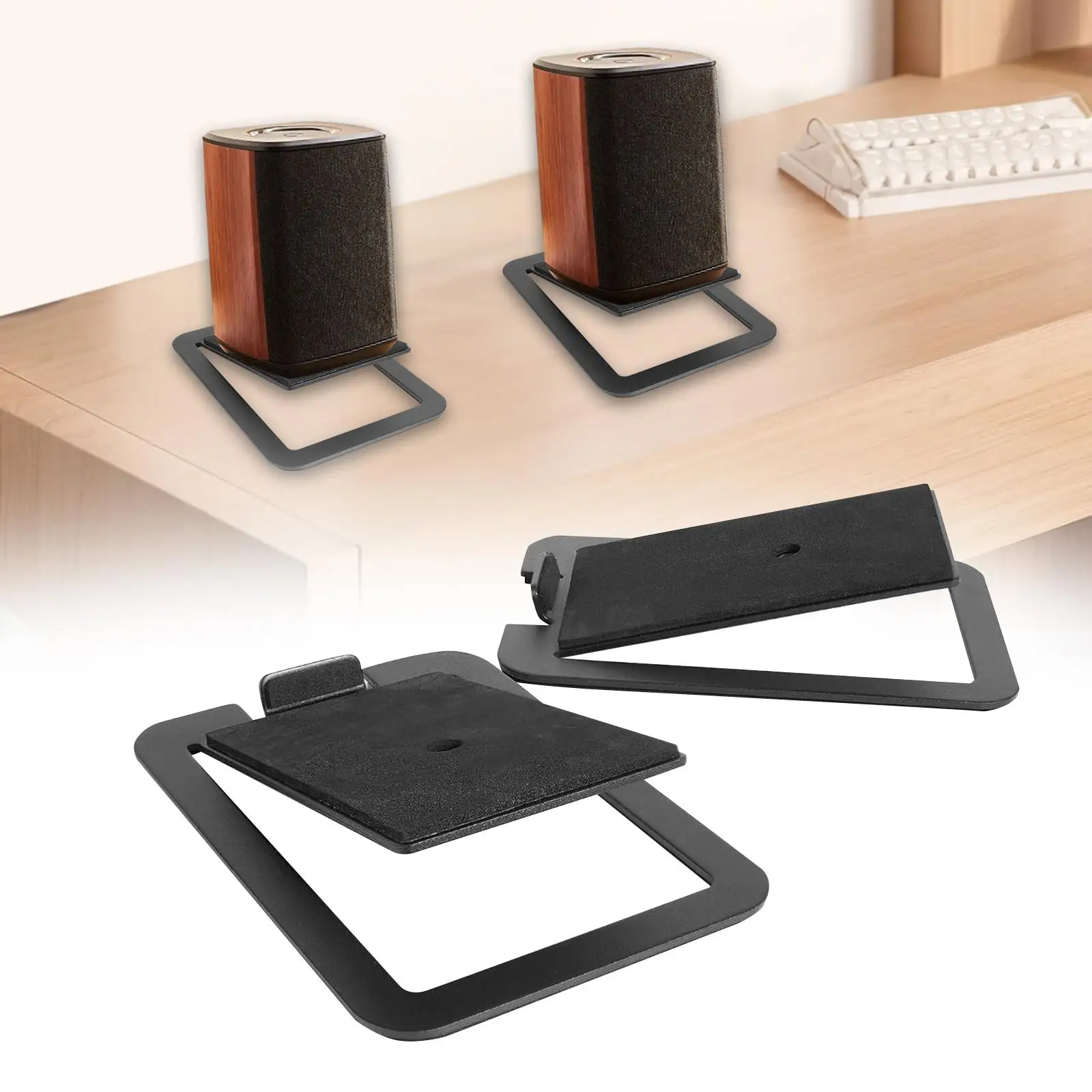 2Pcs Desktop Speaker Stands Tilted Tabletop Speaker Stands Desk Surround Sound Speaker Riser for Bookshelf Studio Speakers