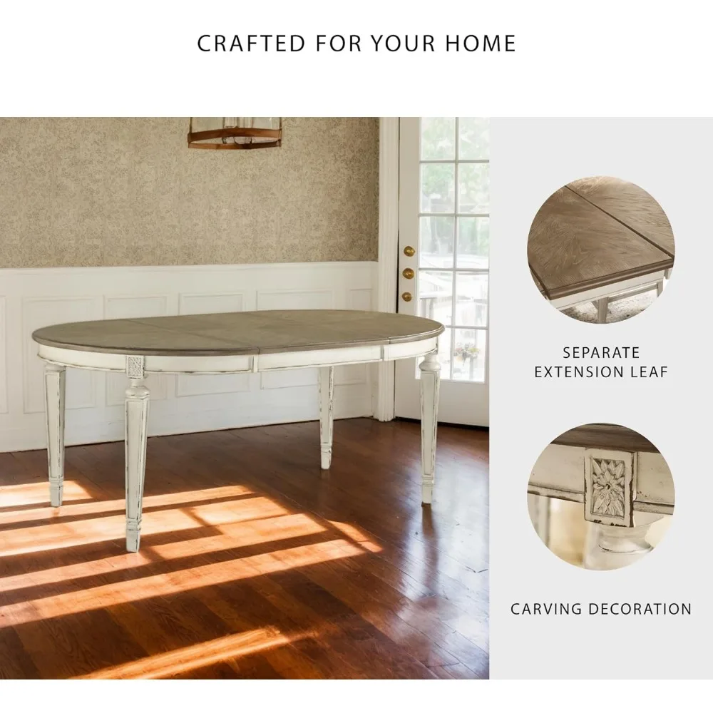 طاولة طعام Ashley Realyn Signature باللون الأبيض المتعثر #6