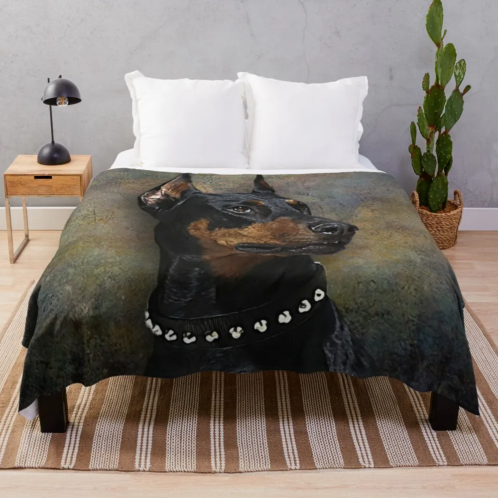 

Doberman Art Throw Blanket Plush Sofa Throw Beach funny gift Blankets