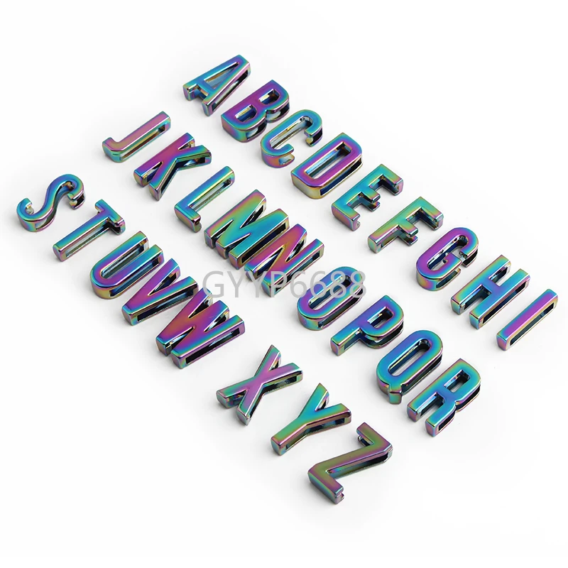 1PC 24x19MM Rainbow/Gold/Silver Metal Alphabet Loop Letters For DIY Punk Choker Collar Necklace Belt Personalized Gift Customize