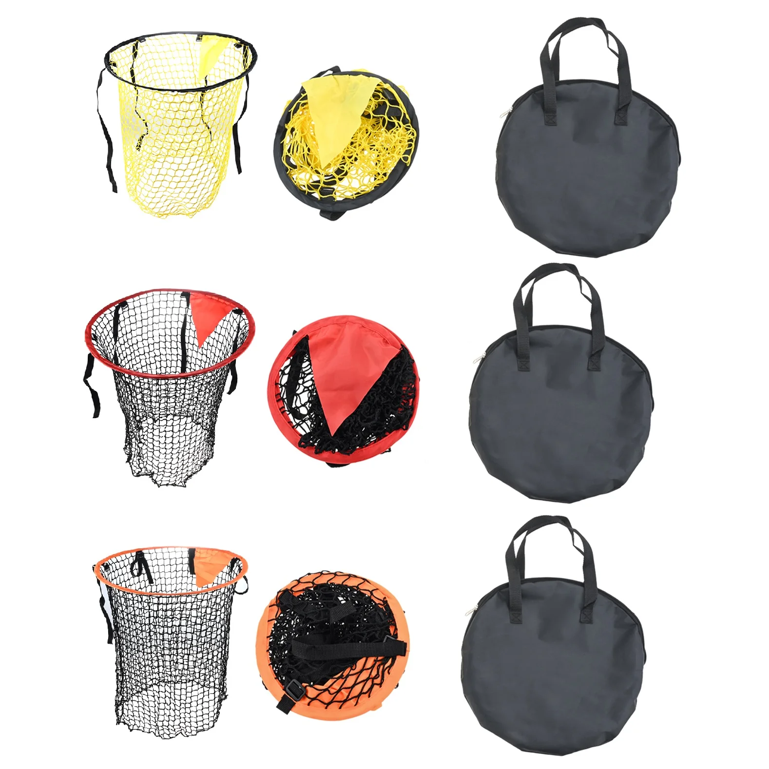 Diameter 45cm Light Foldable Top Bins Corner Soccer Goals Target Training Net & Carry Storage Bag for Football Shooting Accuracy