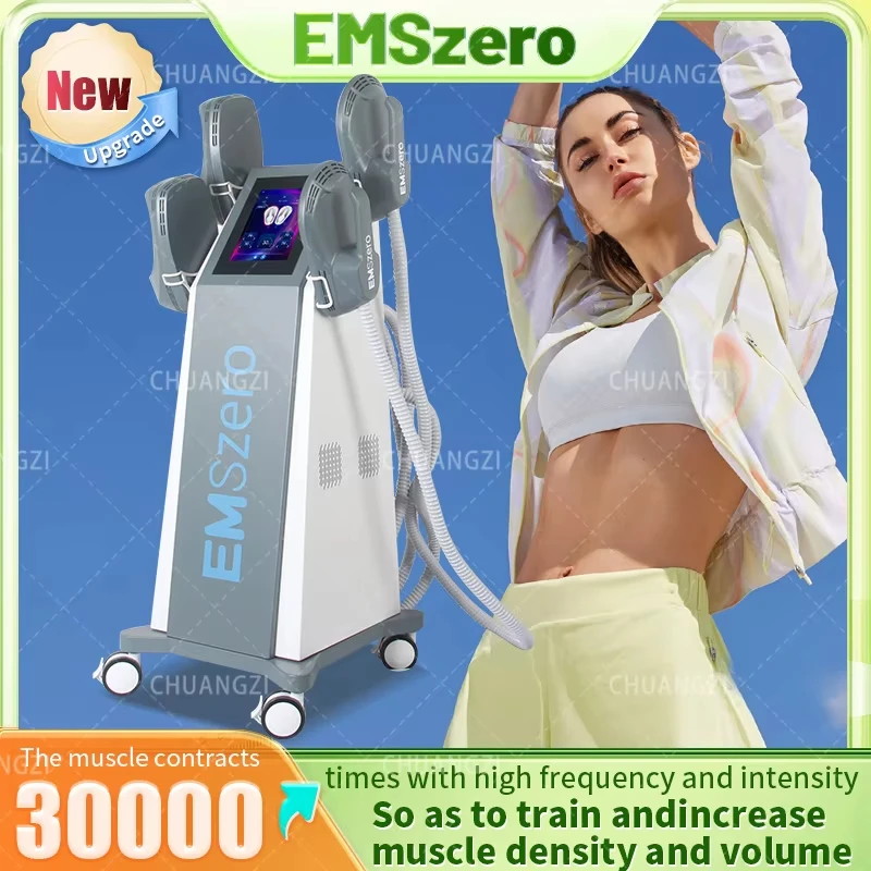 EMSzero New Power 6500W 200HZ 15 Tesla EMS+EMT/RF Body Sculpt machine 4 Handle Pelvic Pad Optional Ems Muscle Stimulator