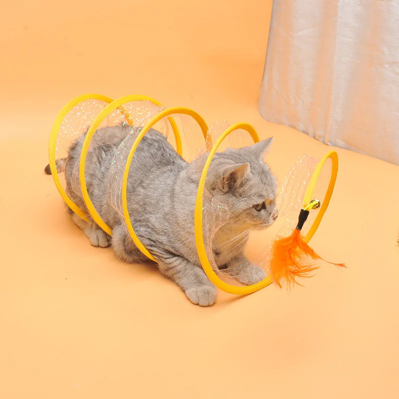 Manufacturers mesh cat tunnel foldable cat toy training pet supplies