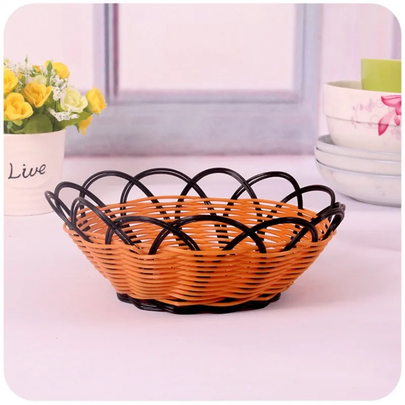 Imitation Vine Weaving Storage Basket, Countryside Style Handmade Fruit Plate