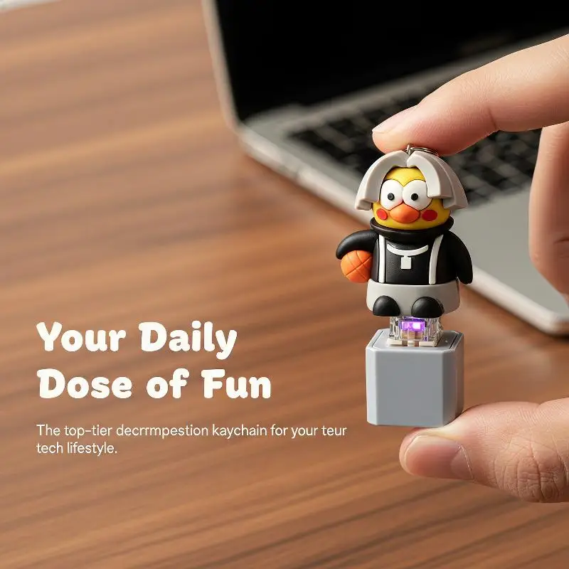 Cartoon Chicken Fidget Toy Keychain Sound Light Effects Stress Relief Toy for Birthday Goodie Bag Stuffers