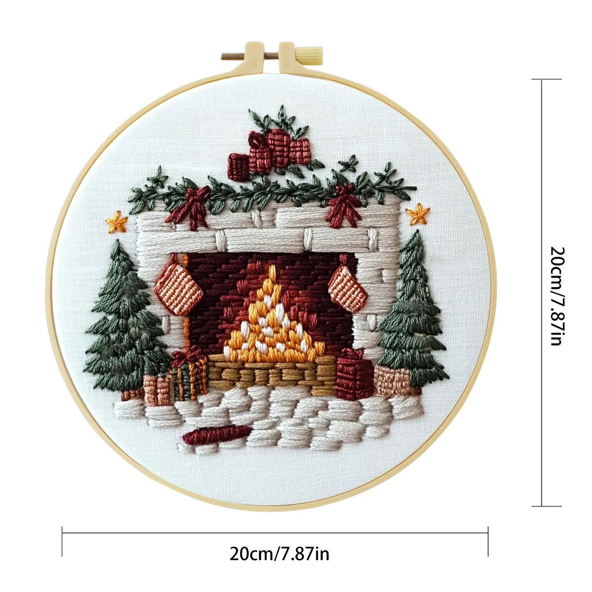 Weihnachtsbaum, 1 Stück 20X20CM/15X15CM 7,87/6,3 Zoll Stickerei-Starter-Kit DIY-Kit Heimdekoration, Stickerei-Kit – Detail 5