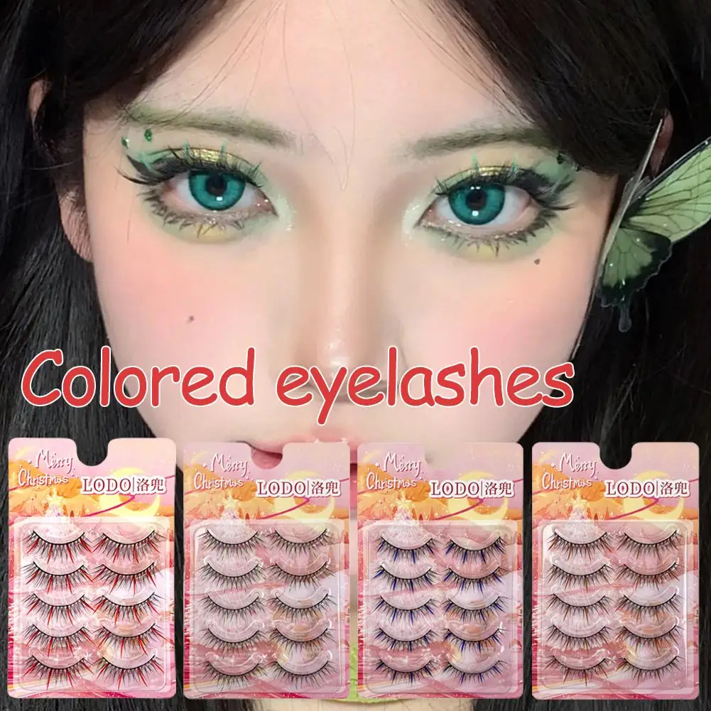 Estilo coreano cílios coloridos aparência natural tira completa hastes auto-adesivo festival maquiagem música extensão de cílios preto cl c1h4