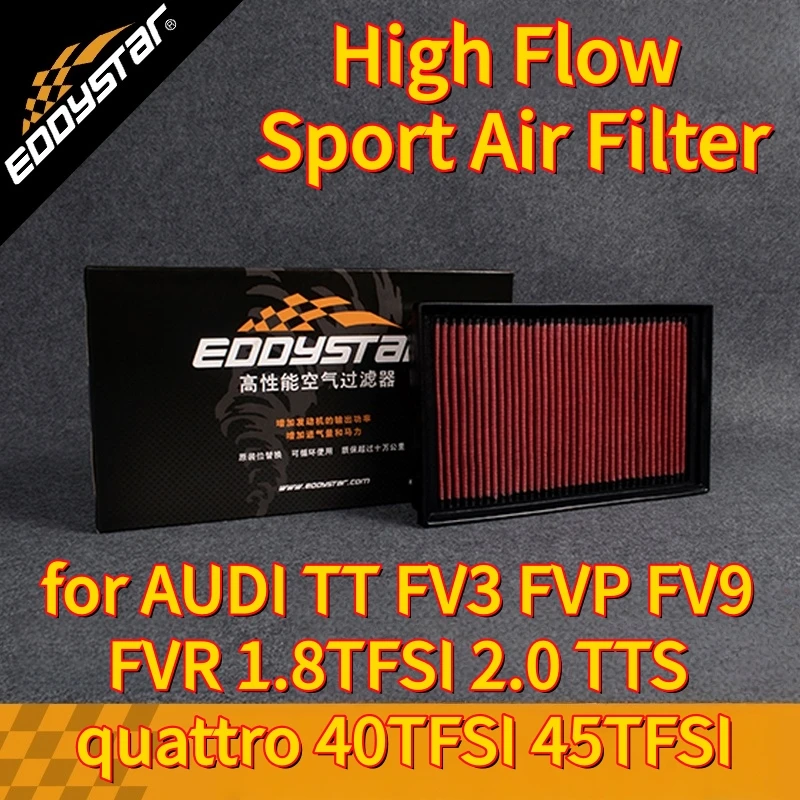 

High Flow Sport Air Filter for AUDI TT FV3 FVP FV9 FVR 1.8TFSI 2.0 TTS quattro 40TFSI 45TFSI Washable Racing Intake Filters